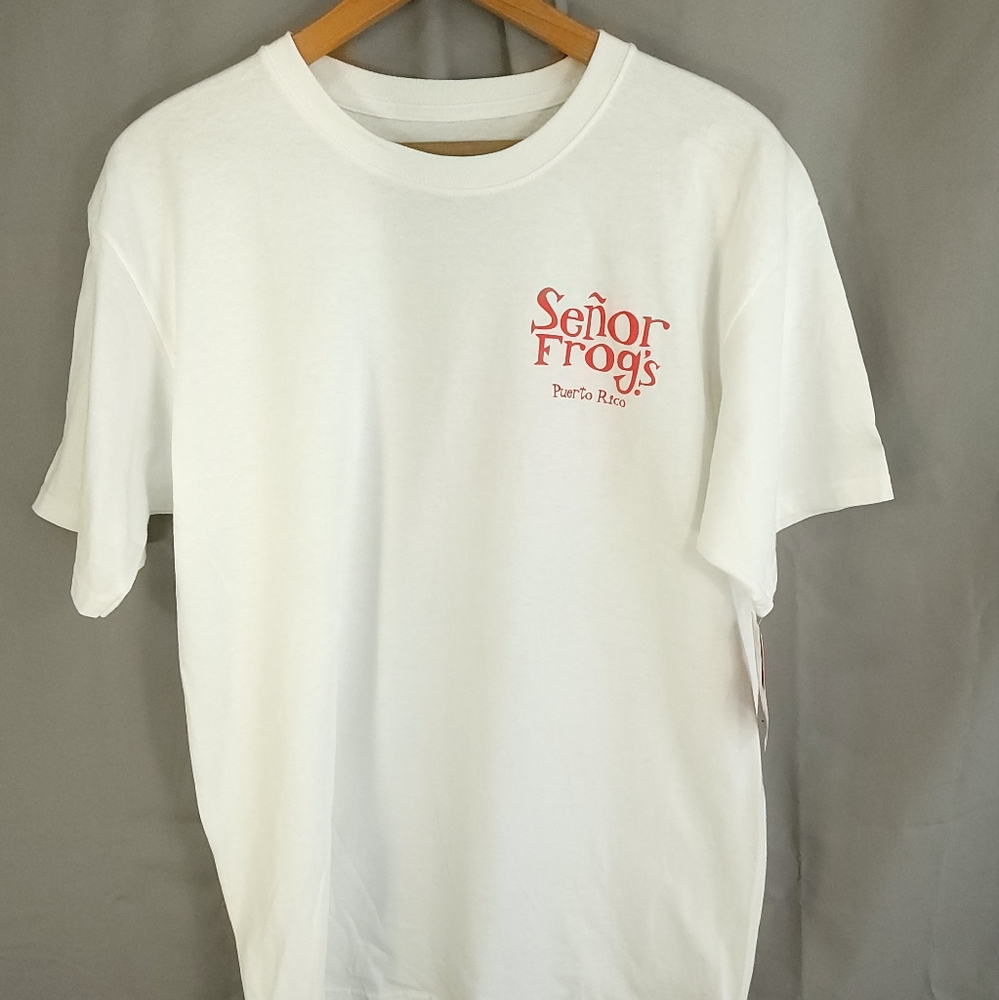 Senor Frogs Graphic T-Shirt Men's Large White Short Sleeve Frog Hammock